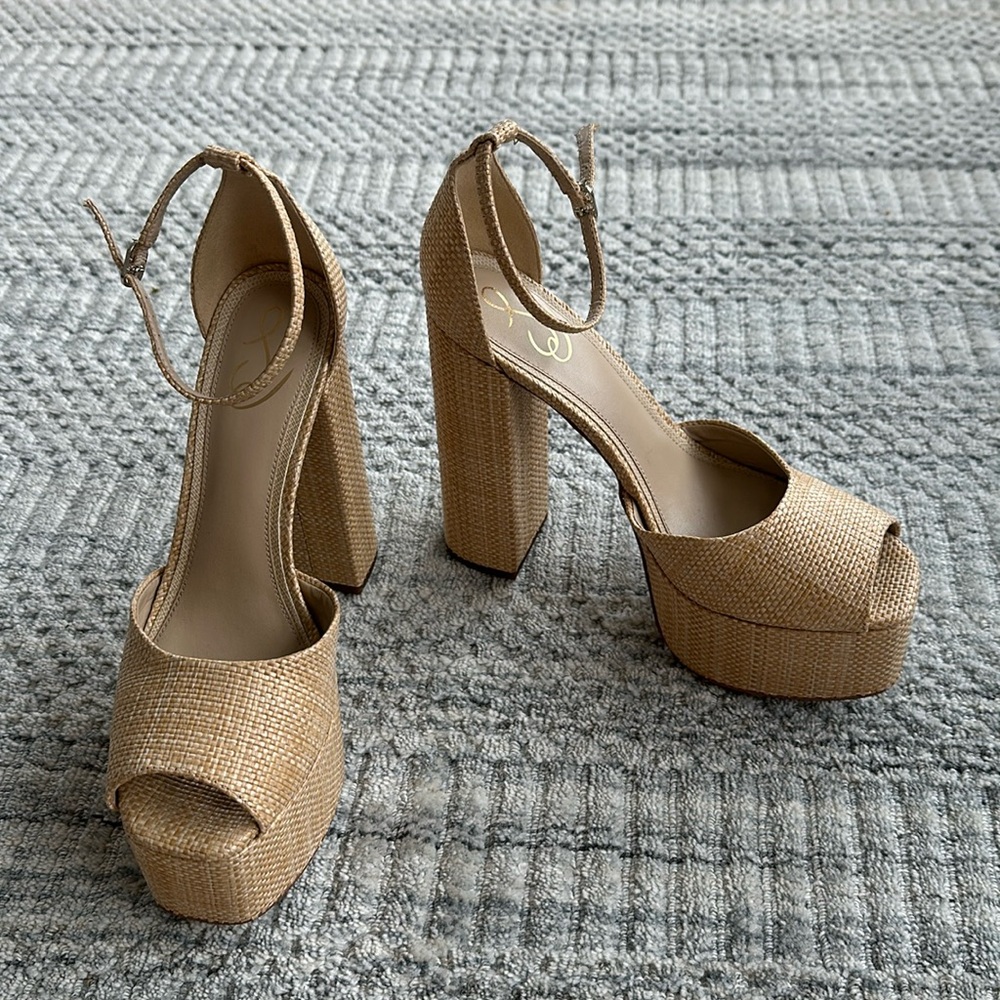 Sam Edelman Kori Raffia Platforms Size 8